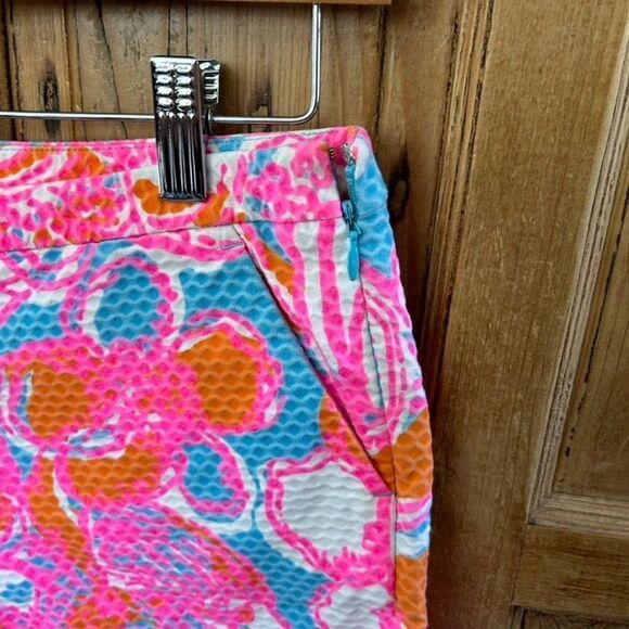 Lilly Pulitzer 0 Shorts‎ Pink Blue White Floral Pockets Zipper Mid Rise Textured - Picture 6 of 13